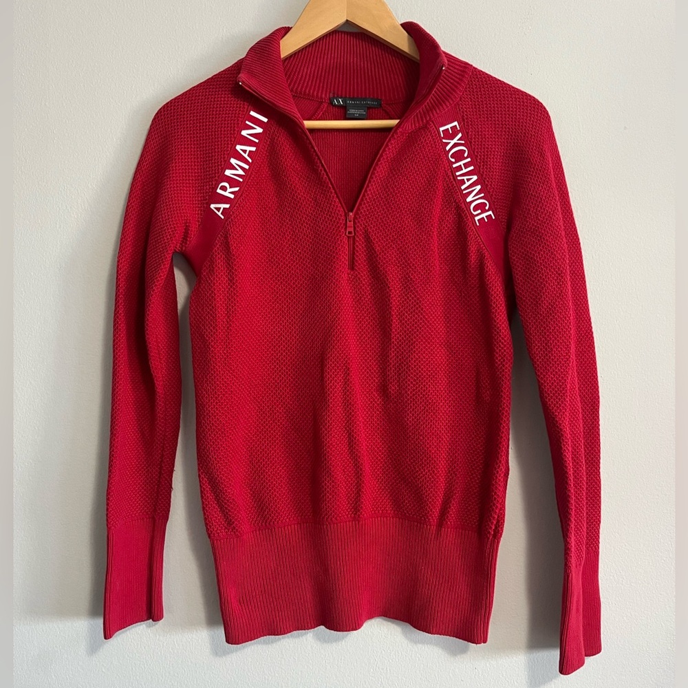 Armani Exchange 1/4 zip up jumper in red size small